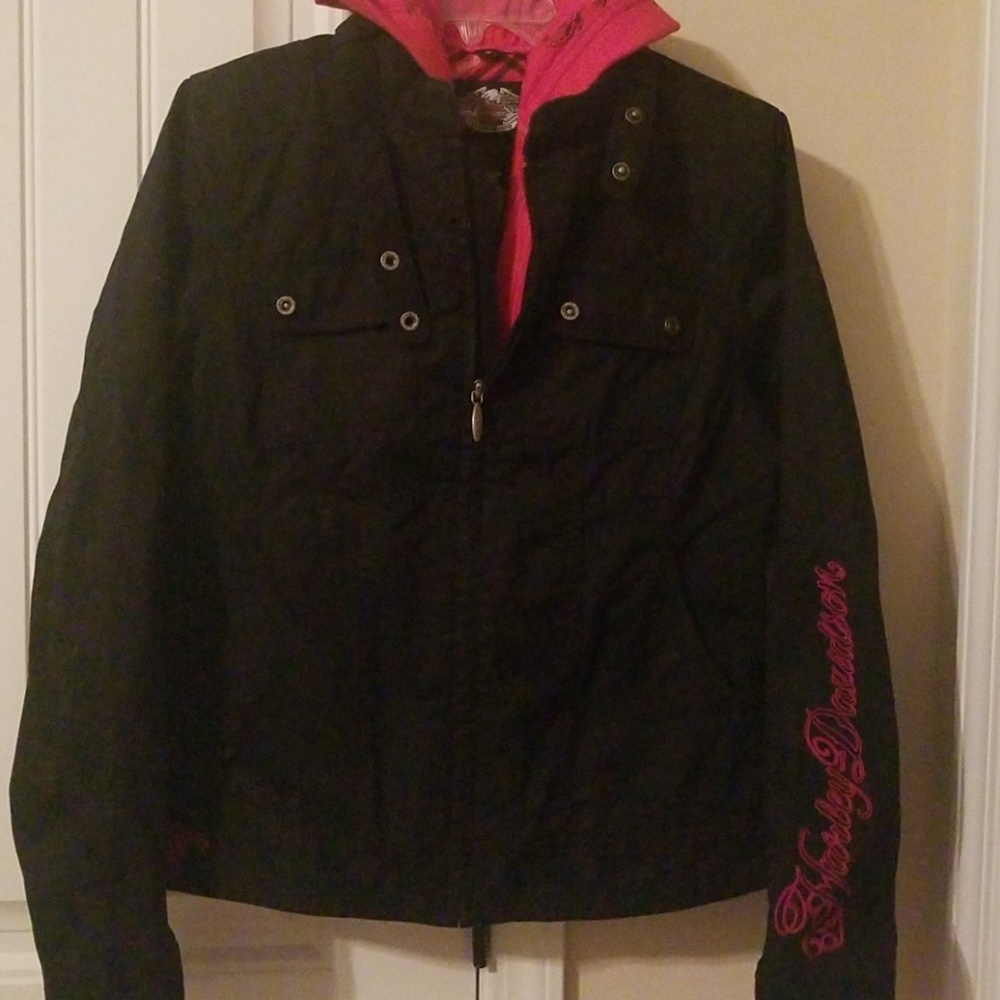 Heavy Harley Davidson coat in red and black